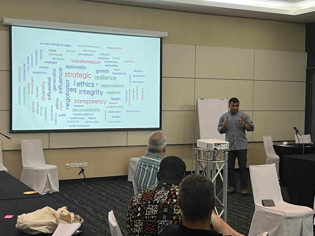 Palash facilitating a leadership training session